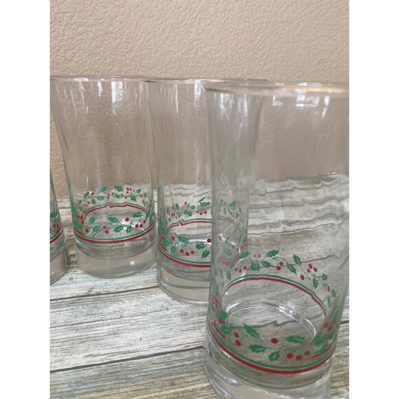 Arby’s 1987 Christmas Collection Glasses Set of 6 Holly Berry Tumblers Libbey - Picture 4 of 8